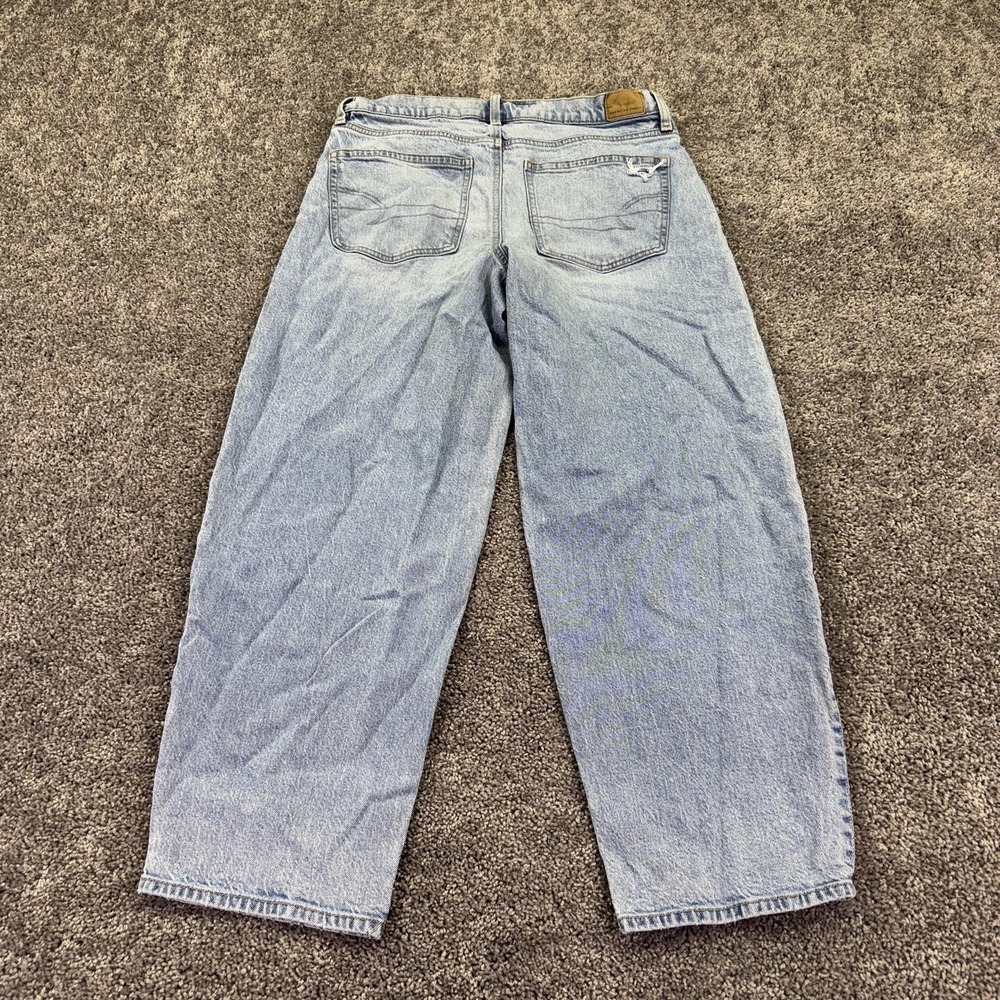 American Eagle Jeans Womens 12 Long Blue High Rise Barrel Relaxed Tapered Denim - Picture 2 of 9